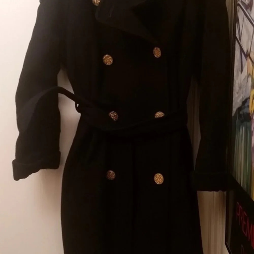 Albert Nipon Black Wool Pea Coat - image 2